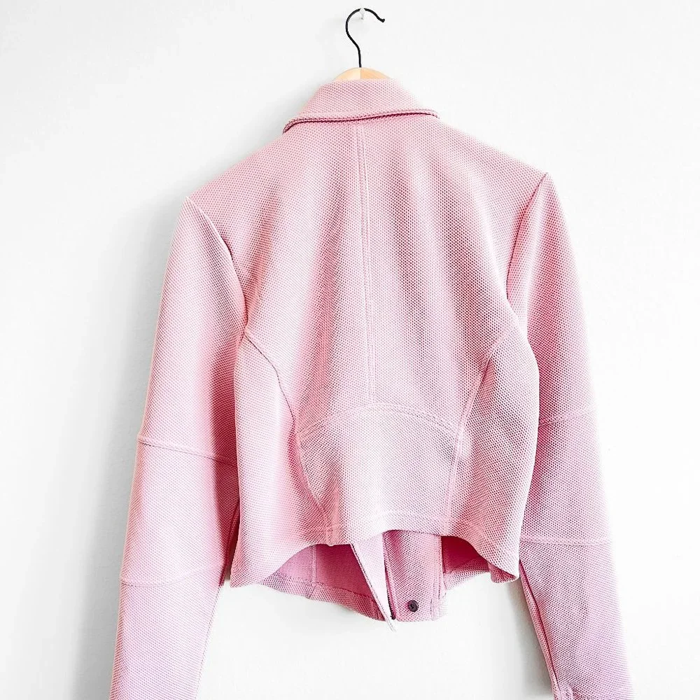 Torrid Pink Cropped Moto Jacket Size: 1 - Picture 4 of 14